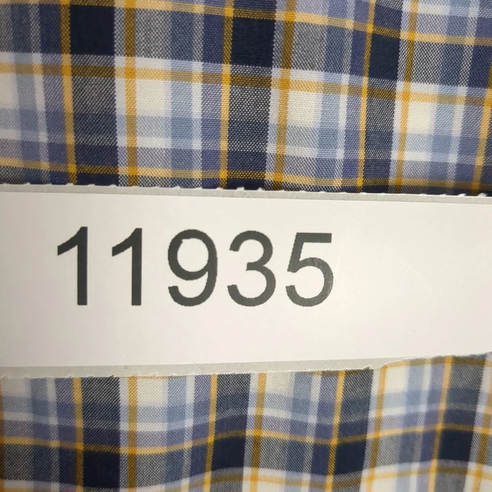 Banana Republic Custom Wash Shirt Mens Large Tailored Slim‎ Fit Plaid Blue L